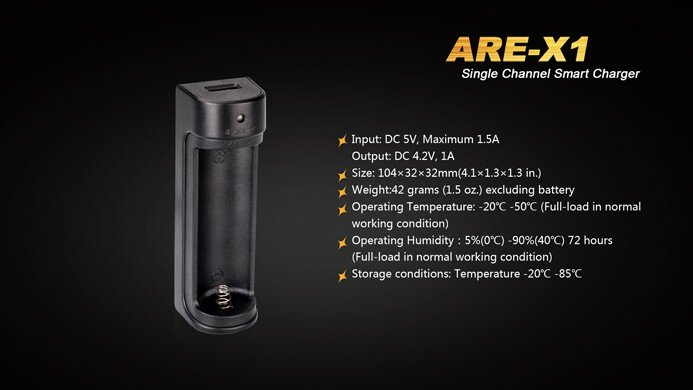 Fenix - lader voor 1 x 18650 of 1 x 26650