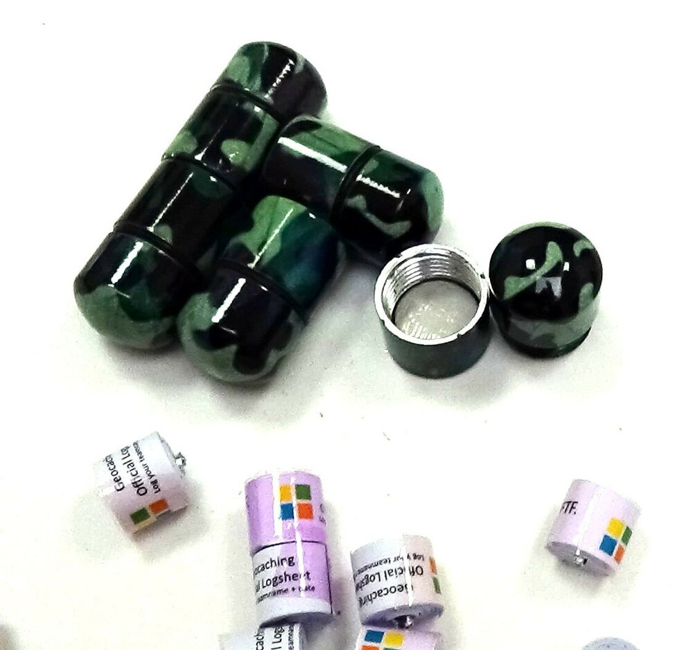 Set 10 x nano container camo groen/zwart + 10x nano logrol