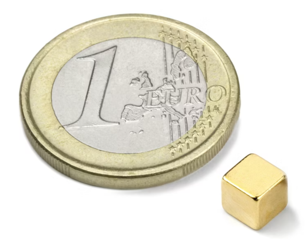 5 stuks 5 mm Kubus Neodym Magneten - verguld