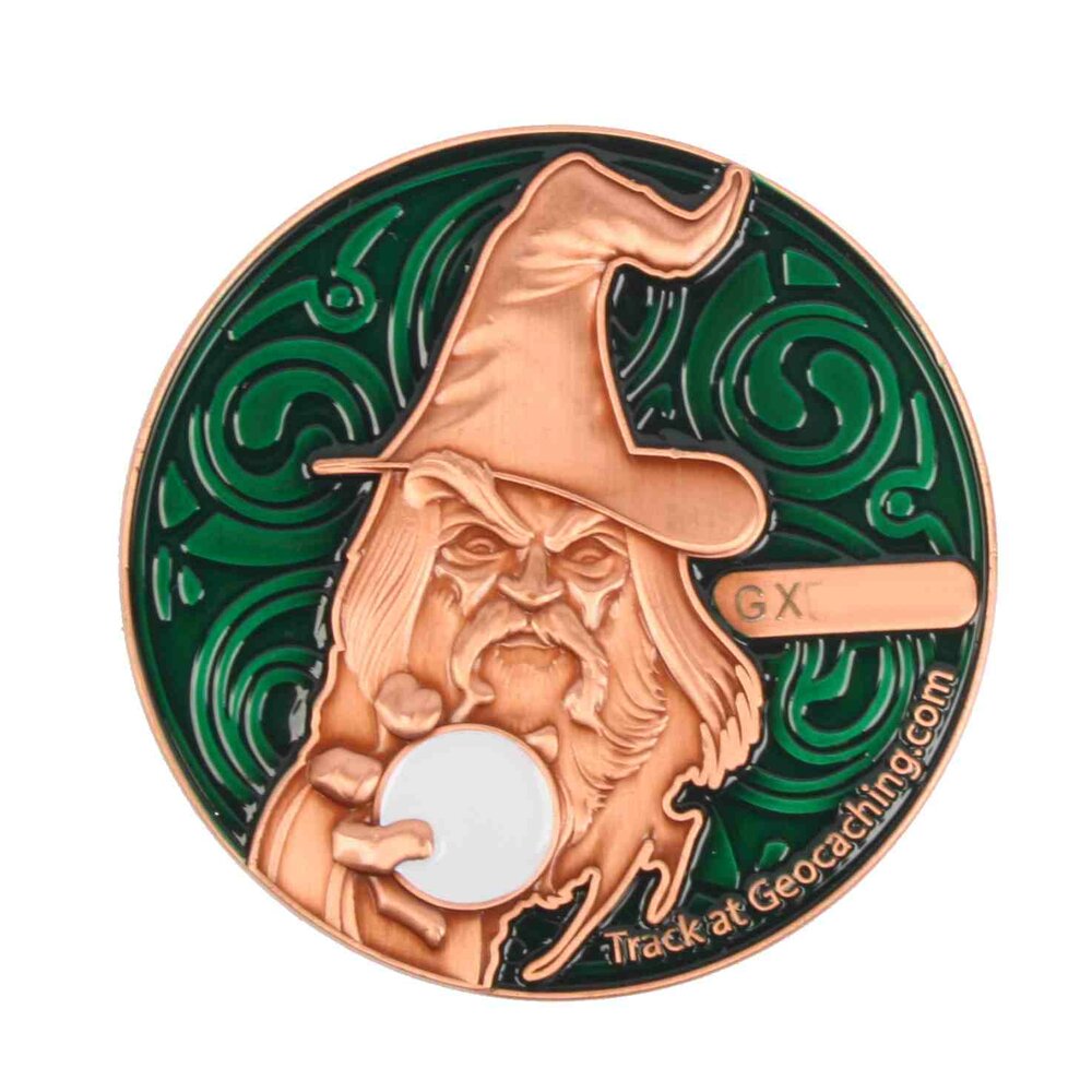 The Magician Geocoin - AC Green - XLE