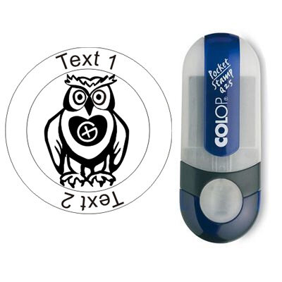 Owl Night Long - Stempel met  tekst, rond &Oslash; 25mm (Nr. 63)