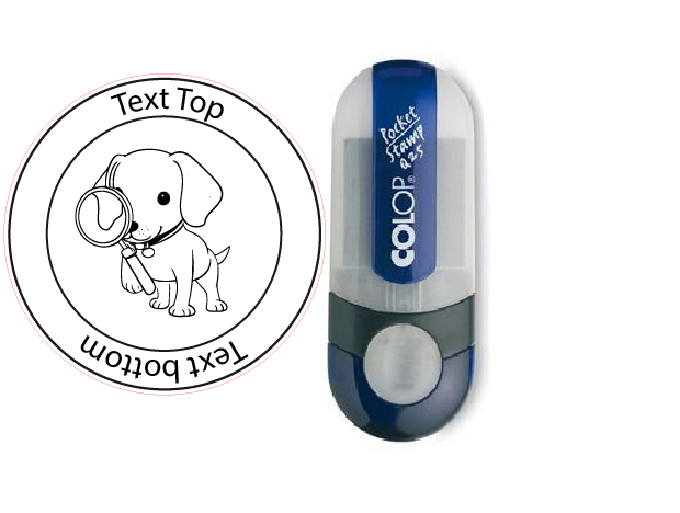 Cacher-Dog, stempel met tekst rond &Oslash; 25mm (Nr. 50)