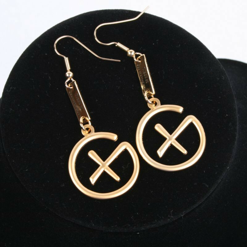 Geocaching - Oorbellen - hangend trackable - satin goud