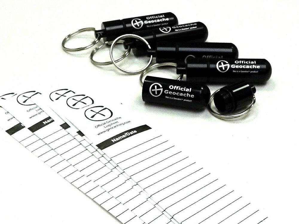 Set 5 x ronde Micro container, zwart + logsheets