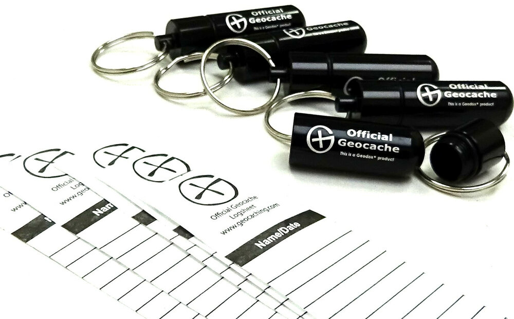 Set 5 x ronde Micro container, zwart + logsheets