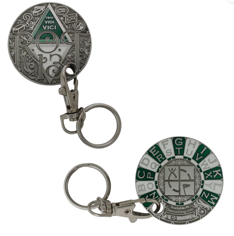 Rot13 Decoder Geocoin - Antique silver