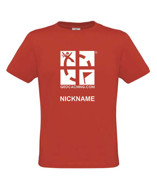 Groundspeak Logo, T-Shirt met teamnaam (rood)