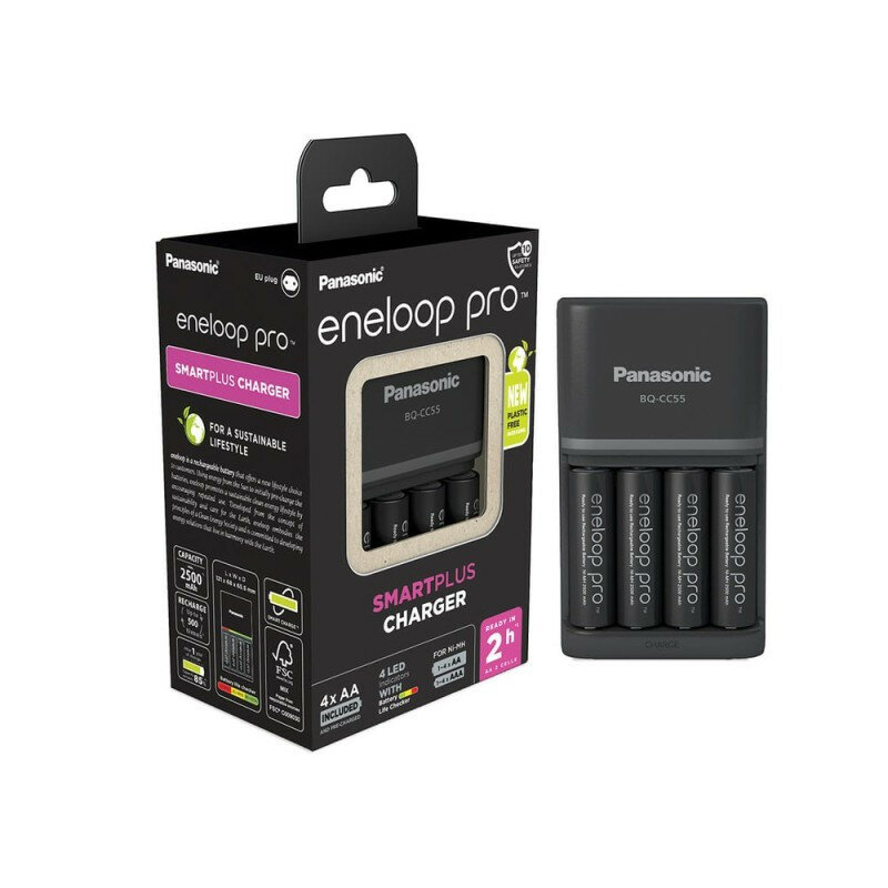 Eneloop BQ-CC55E lader met 4 x AA Pro 2500 mAh