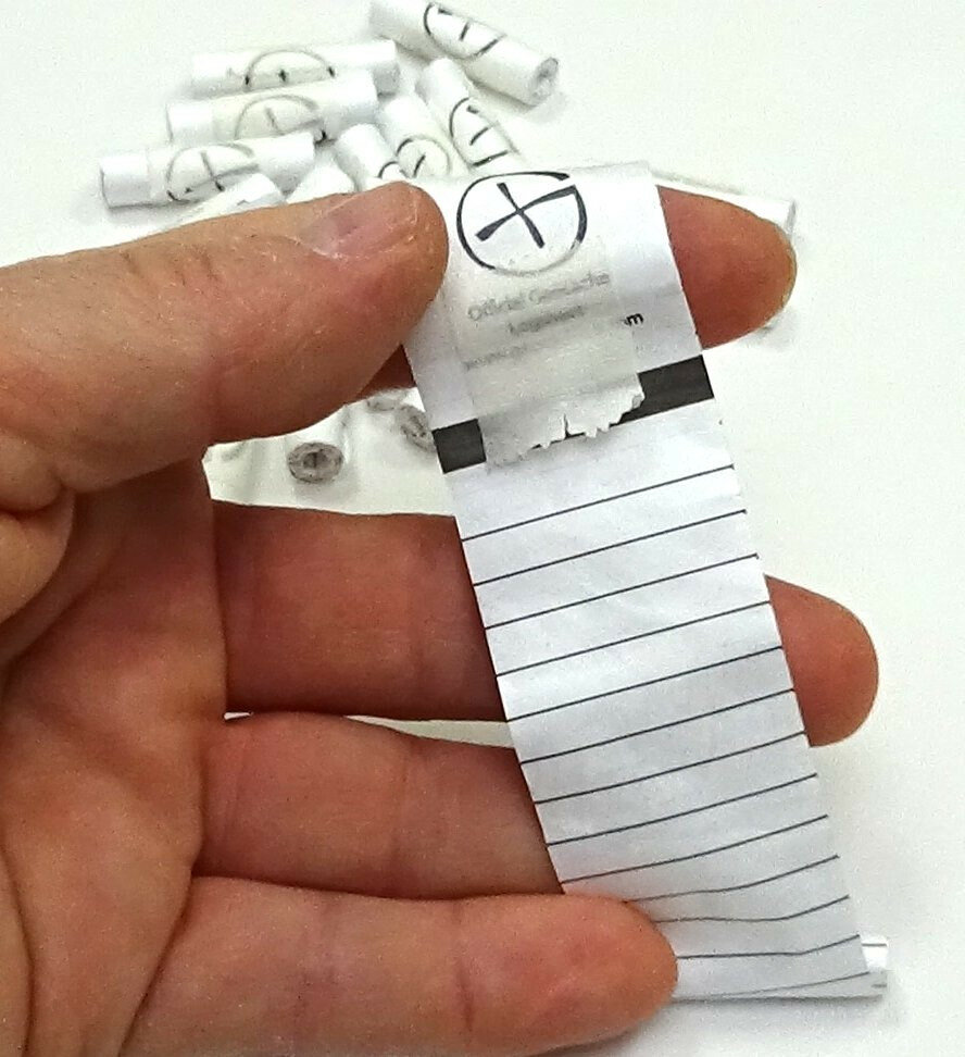 20 x Geocaching logrolls watervast papier 3x28cm