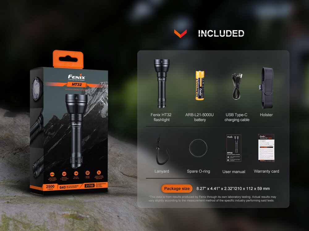 Fenix HT32, 640 m afstand en 2500 lumen jaagzaklamp