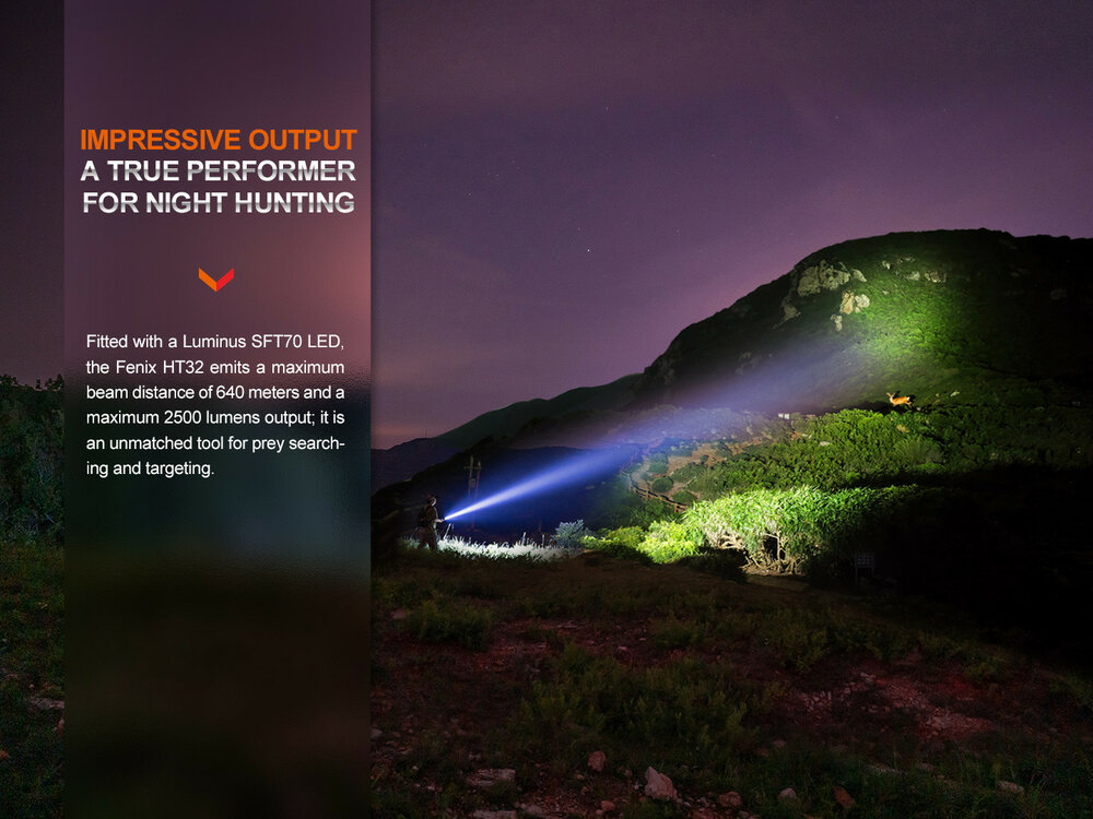 Fenix HT32, 640 m afstand en 2500 lumen jaagzaklamp