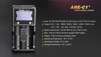 Fenix - lader voor 2 x 18650, 26650, 16340, 14500, 10440, NiMH AA, AAA en C
