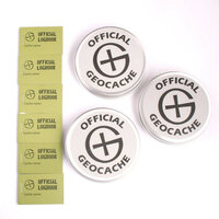 set van 3 Magnetische Geocaching Container rond - L + 6 extra logboekjes