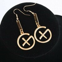 Geocaching - Oorbellen - hangend trackable - satin goud
