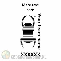 Travel bug stempel - Pocket 16 x 45 - eigen teamnaam