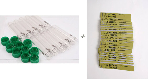 10 x Petling inkl dop (groen) en 20 x Logboek voor PETling 17x90mm