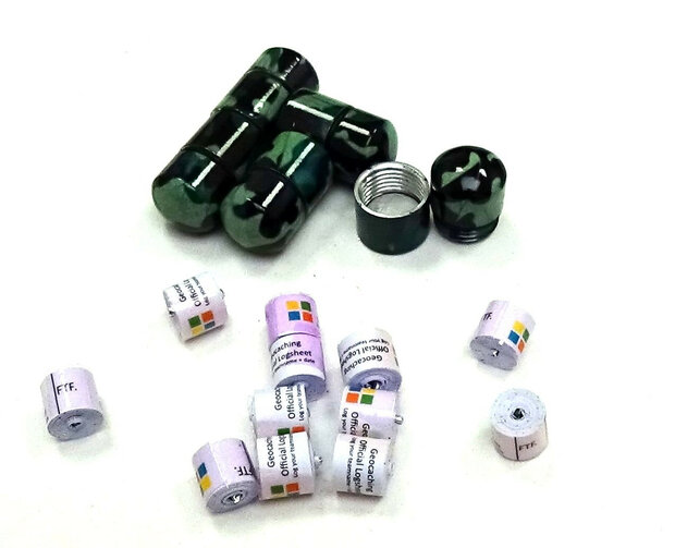 Set 10 x nano container camo groen/zwart + 10x nano logrol