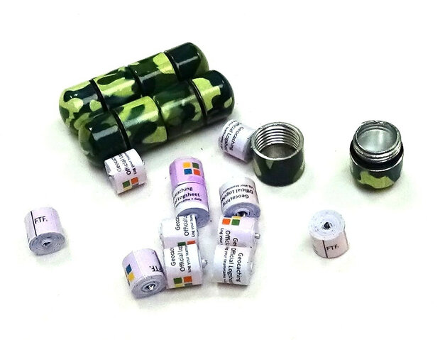 Set 10 x nano container camo groen/geel + 10x nano logrol