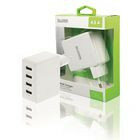 Lader 4-Uitgangen 4.8 A USB Wit