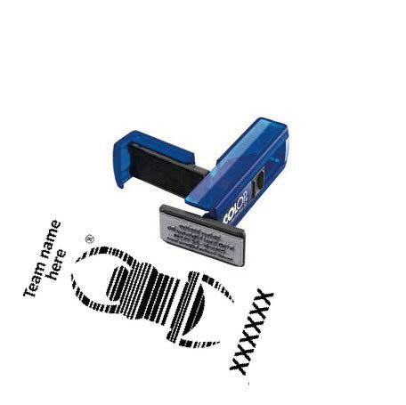 Travel bug stempel - Pocket 14 x 38 - eigen teamnaam