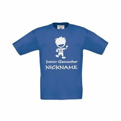 Junior Geocacher kinder t-shirt met naam (blauw)