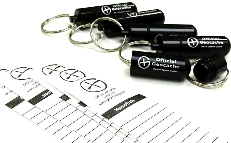 Set 5 x ronde Micro container, zwart + logsheets