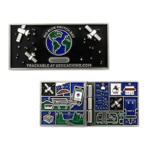 The Great Blue Switch Geocoin and Tag Set