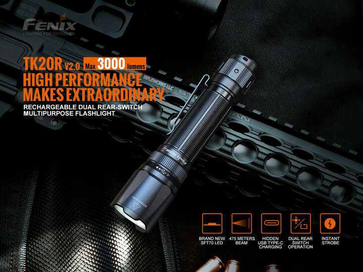 Fenix TK20R V2.0 oplaadbare zaklamp - 3000 lumen