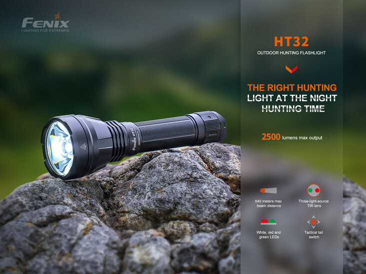 Fenix HT32, 640 m afstand en 2500 lumen jaagzaklamp