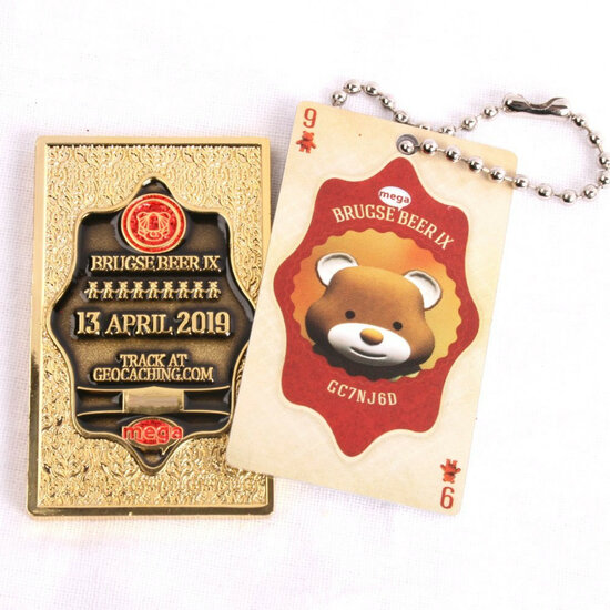 Brugse Beer 9 Geocoin + Tag - Polished Goud