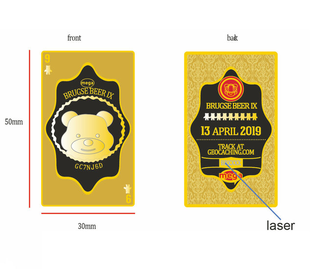 Brugse Beer 9 Geocoin + Tag - Polished Goud