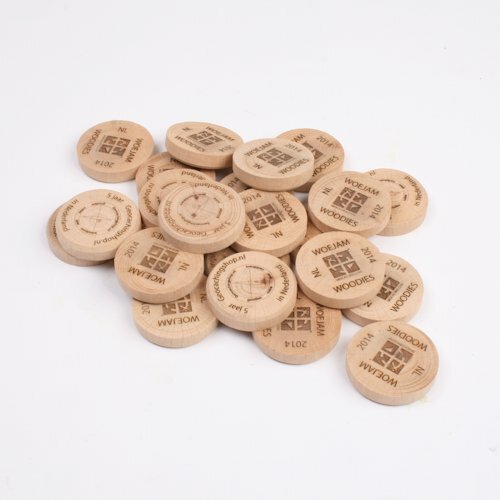 Wooden coin - eigen ontwerp aan 2 kanten