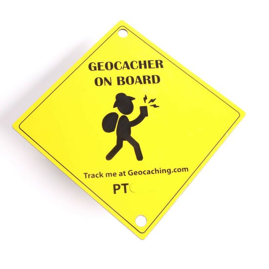 Zuignap plaatje Geocacher on Board (10 x 15 cm)