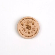 Wooden coin - 20 years Geocaching