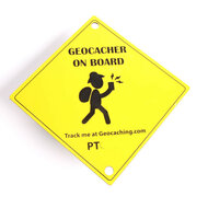 Zuignap plaatje Geocacher on Board (10 x 15 cm)