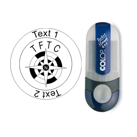 TFTC Kompass - Stempel mit Text , Ø 25mm (Nr. 14)