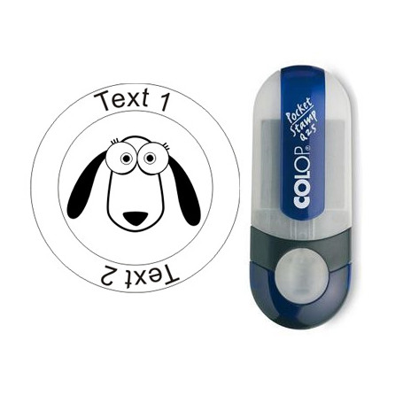 Doggy Crazy - stamp with text, round Ø 25mm (Nr. 52)