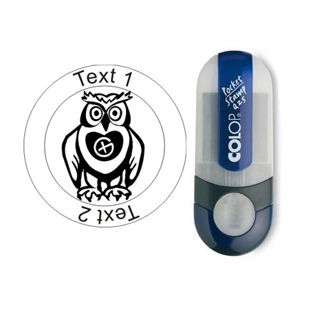 Owl Night Long - stamp with text, rund Ø 25mm (Nr. 63)