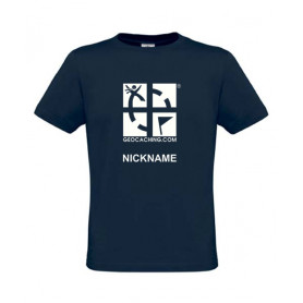 Groundspeak Logo, T-Shirt met teamnaam (blauw)