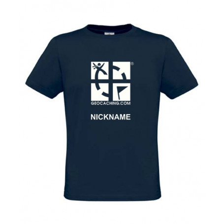 Groundspeak Logo, T-Shirt mit Name (blau)
