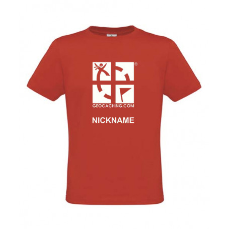 Groundspeak Logo, T-Shirt with teamname (red)