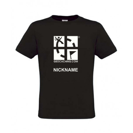Groundspeak Logo, T-Shirt mit Name (schwarz)