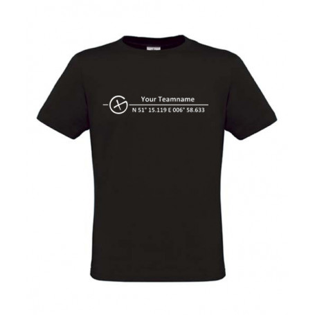 Logo + Koordinaten , T-Shirt (schwarz)