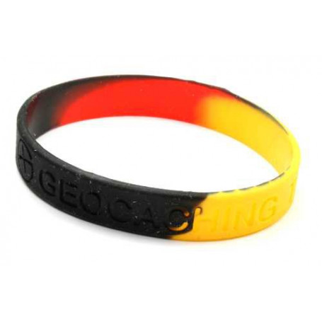 Armband - Geocaching, this is our world - zwart, geel, rood