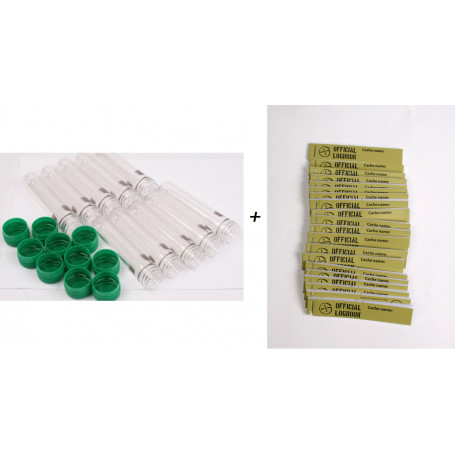10 x Petling inkl dop (groen) en 20 x Logboek voor PETling 17x90mm