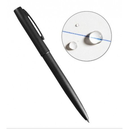 All weather metal clicker pen - blue ink