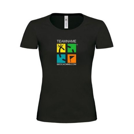 Groundspeak Logo Vrouwen T-shirt met Teamnaam (kleur)