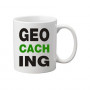 Coffee + tea Mug: Geocaching letters green