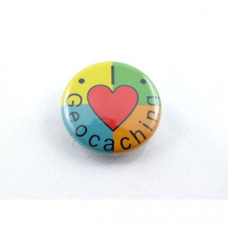 Geocaching Button - I Love Geocaching 4-kleurig